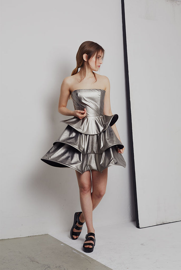 MIETE Mini- Kleid Recyceltes Kunstleder